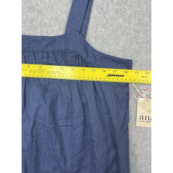 ANA Women's L Blue Chambray Apron Tank Top Ruffle Strap Sleeveless NWT - Picture 6 of 7